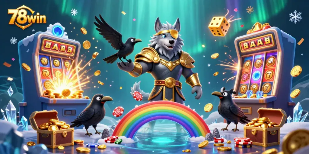 Experience the thrill of gambling with 78win's vibrant casino scene featuring mythical characters and jackpots.