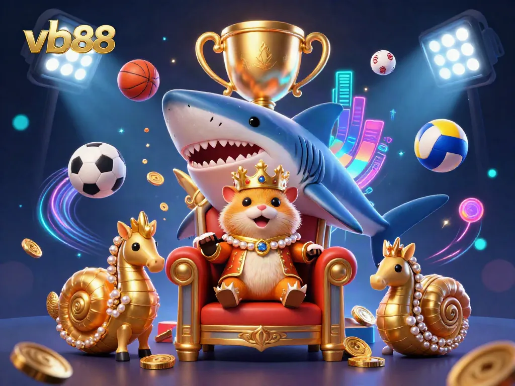 Experience the thrilling joy with vb88 while playing casino games, featuring a unique hamster king and vibrant sports elements.